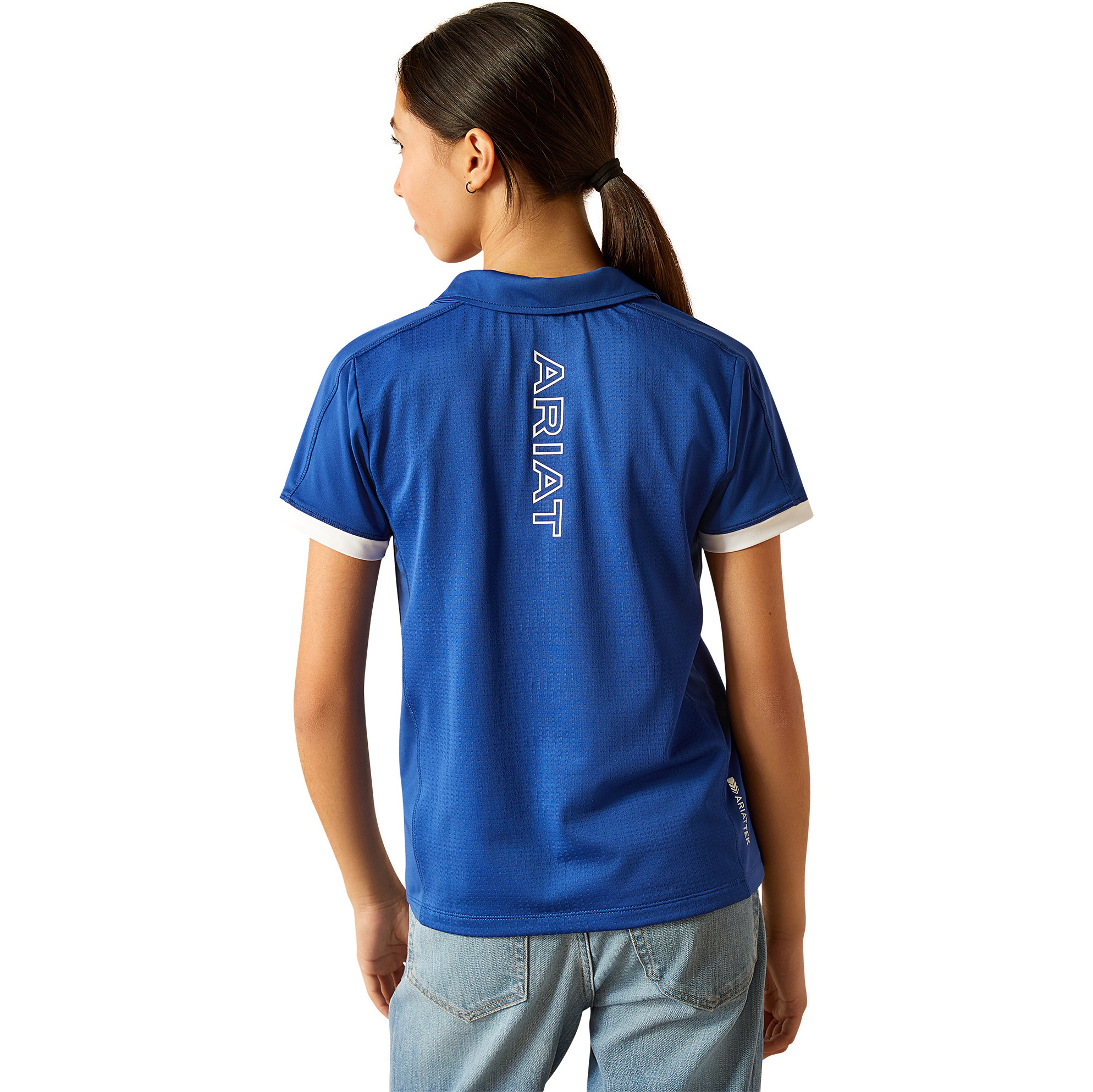 2025 Ariat Junior Bandera Team 1/4 Zip Short Sleeve Polo Shirt 10058591 - Sodalite Bluet